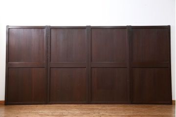 古民具・骨董 囲炉裏でいぶされた　つやのある帯戸　4枚セット　(引き戸、古民家)