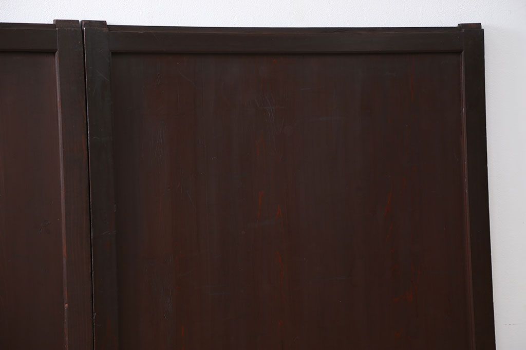 古民具・骨董 囲炉裏でいぶされた　つやのある帯戸　4枚セット　(引き戸、古民家)