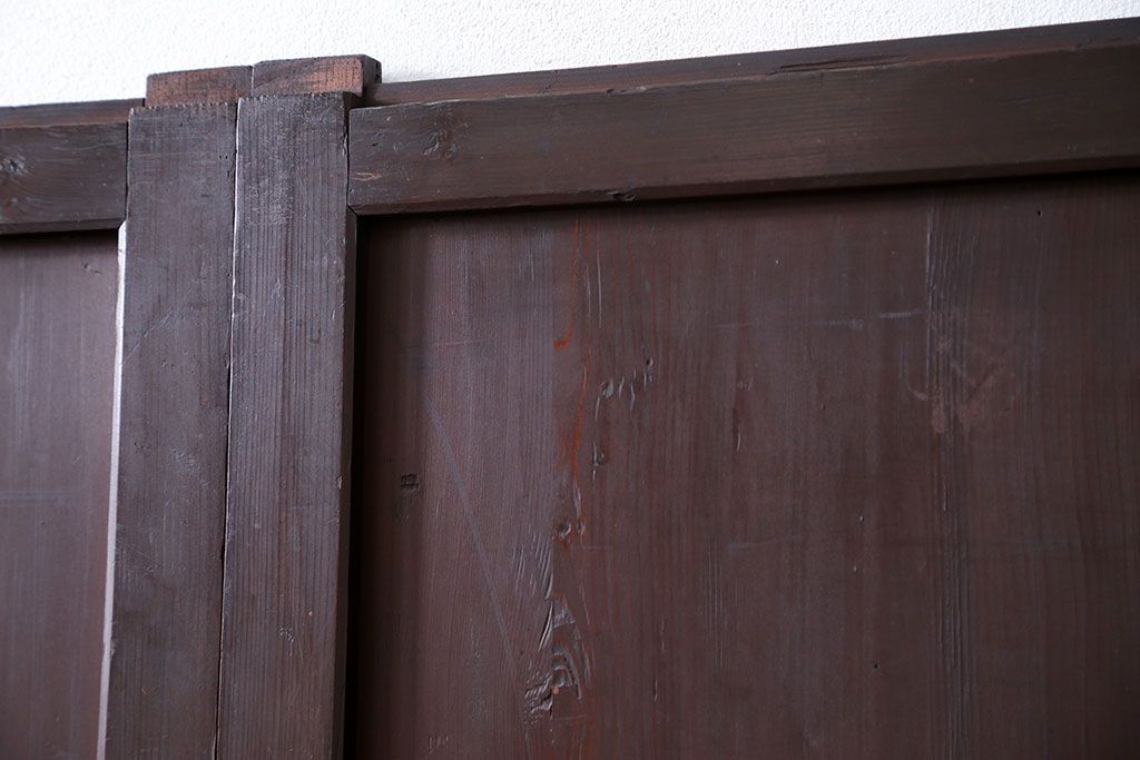 古民具・骨董 囲炉裏でいぶされた　つやのある帯戸　4枚セット　(引き戸、古民家)