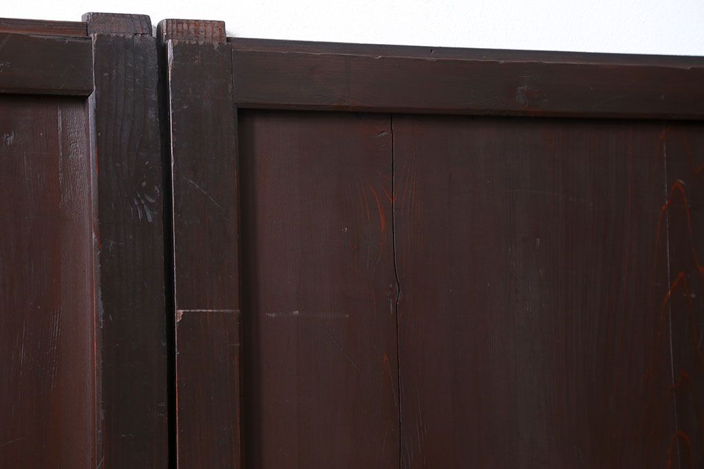 古民具・骨董 囲炉裏でいぶされた　つやのある帯戸　4枚セット　(引き戸、古民家)