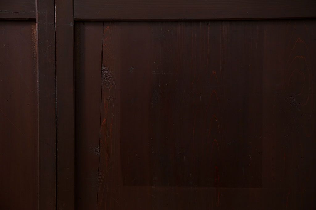 古民具・骨董 囲炉裏でいぶされた　つやのある帯戸　4枚セット　(引き戸、古民家)