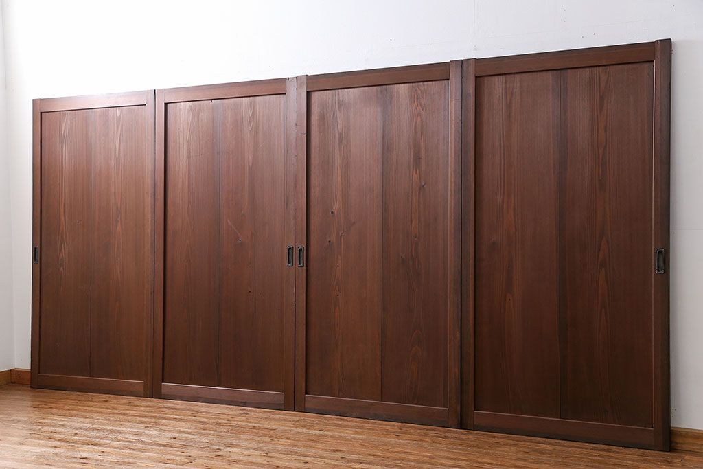 古民具・骨董 シンプルで上品な板戸　4枚セット　(引き戸、和風建具)