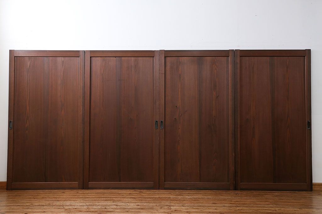 古民具・骨董 シンプルで上品な板戸　4枚セット　(引き戸、和風建具)