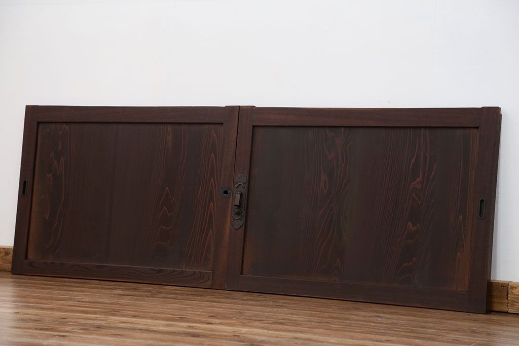 古民具・骨董 シンプルな欅枠の板戸2枚セット(2)　(引き戸、窓)