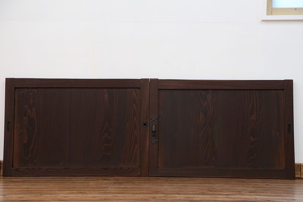 古民具・骨董 シンプルな欅枠の板戸2枚セット(2)　(引き戸、窓)