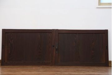 古民具・骨董 シンプルな欅枠の板戸2枚セット(2)　(引き戸、窓)