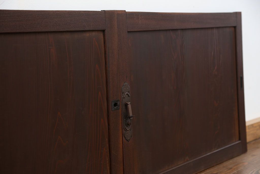 古民具・骨董 シンプルな欅枠の板戸2枚セット(2)　(引き戸、窓)