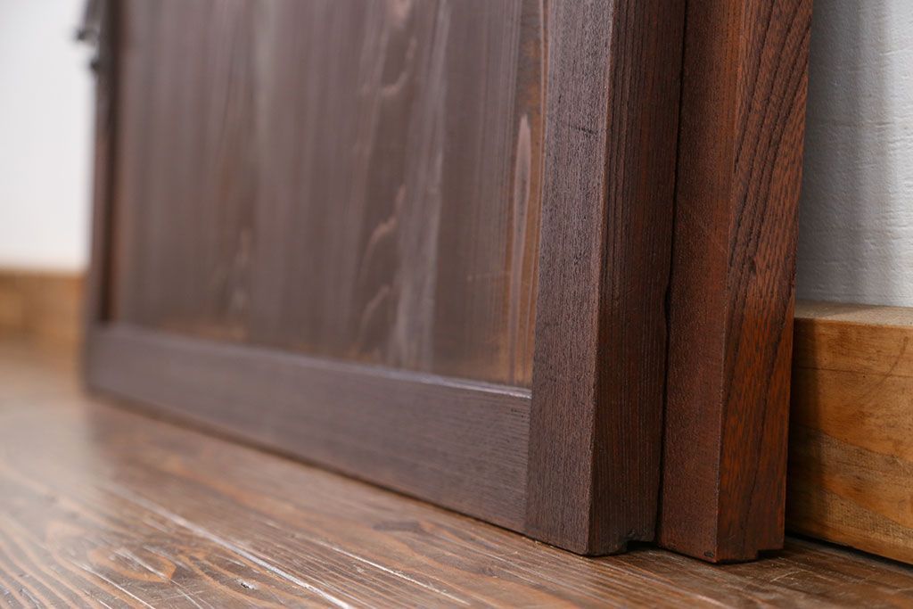 古民具・骨董 シンプルな欅枠の板戸2枚セット(2)　(引き戸、窓)