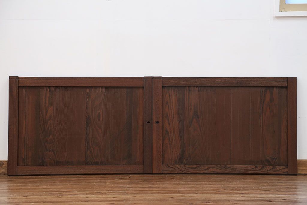 古民具・骨董 シンプルな欅枠の板戸2枚セット(2)　(引き戸、窓)