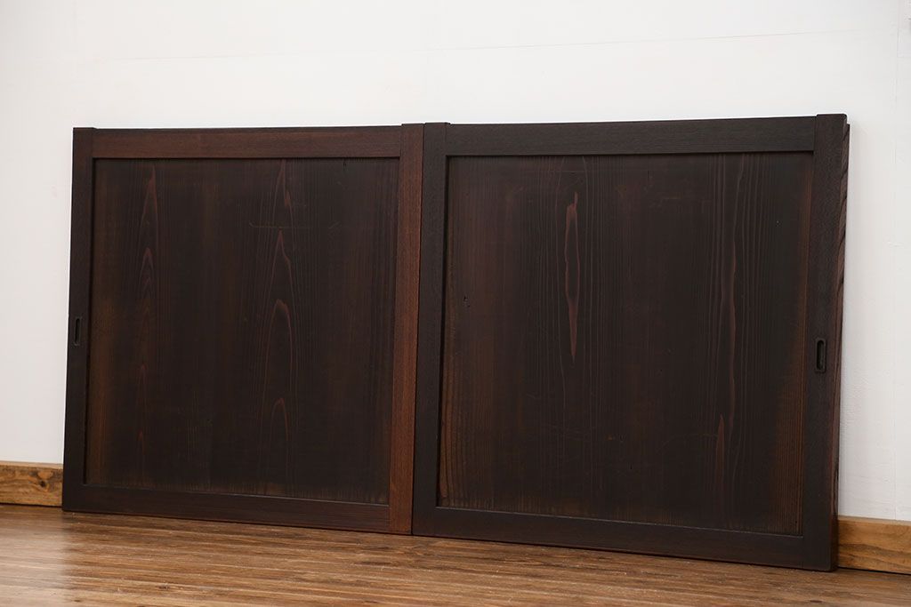 古民具・骨董 シンプルな欅枠の板戸2枚セット(窓)