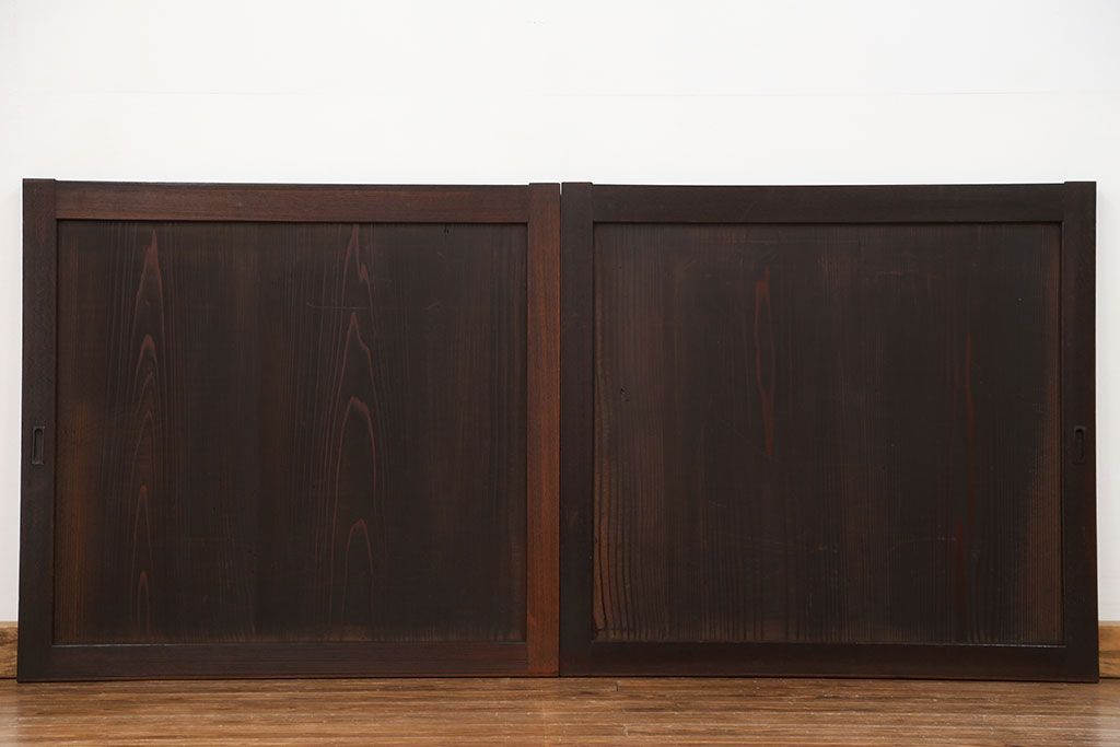 古民具・骨董 シンプルな欅枠の板戸2枚セット(窓)