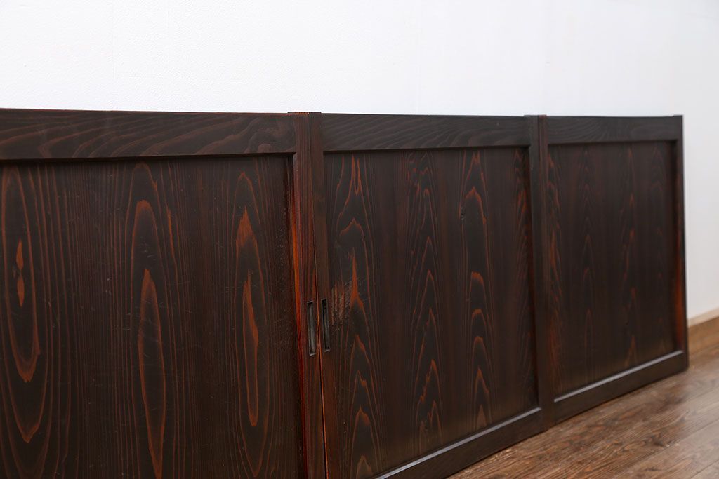 古民具・骨董 シンプル杢目の良い板戸　4枚セット　(引き戸、窓)