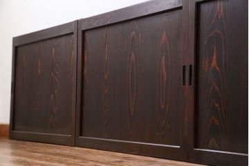 古民具・骨董 シンプル杢目の良い板戸　4枚セット　(引き戸、窓)