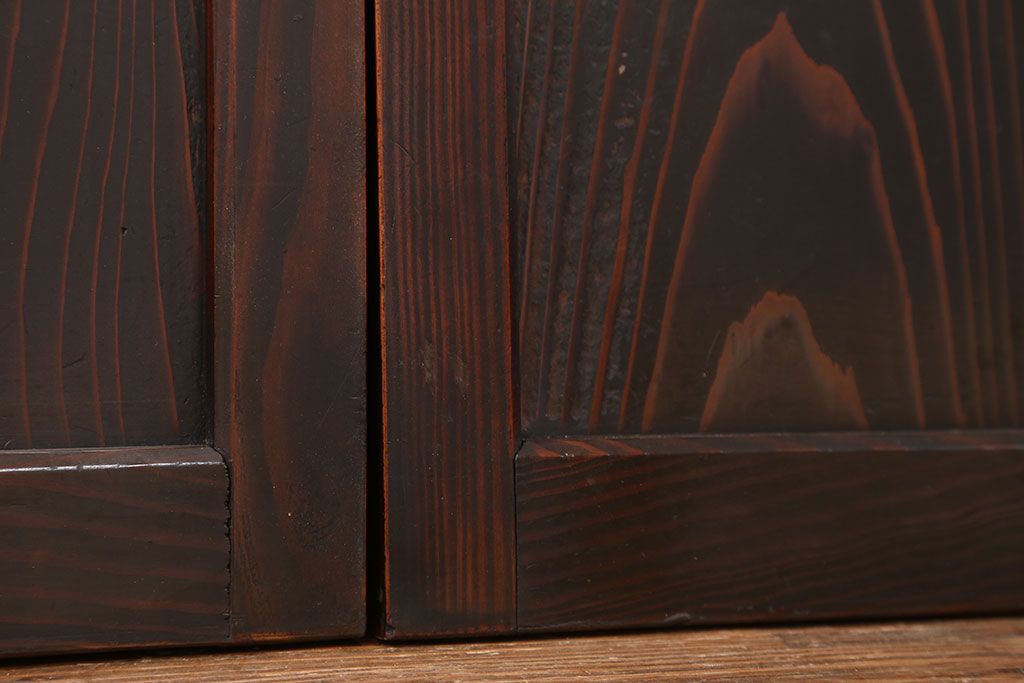 古民具・骨董 シンプル杢目の良い板戸　4枚セット　(引き戸、窓)