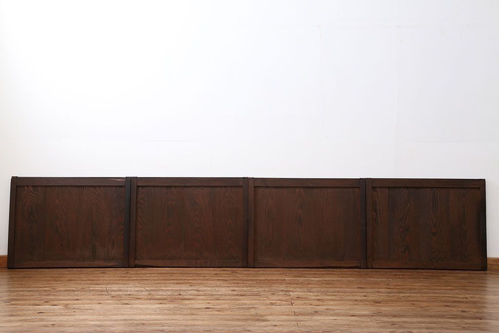 古民具・骨董 シンプル杢目の良い板戸　4枚セット　(引き戸、窓)