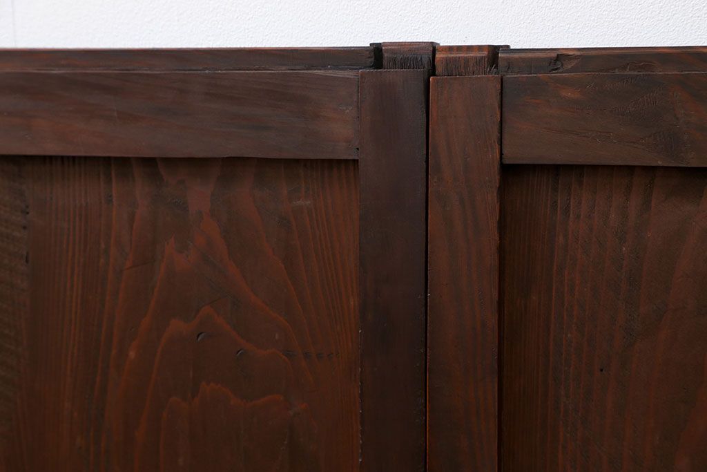 古民具・骨董 シンプル杢目の良い板戸　4枚セット　(引き戸、窓)