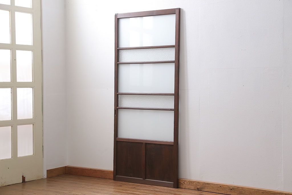 昭和レトロ ダイヤガラスとすりガラスのシンプルなガラス戸　1枚(2)　(引き戸)