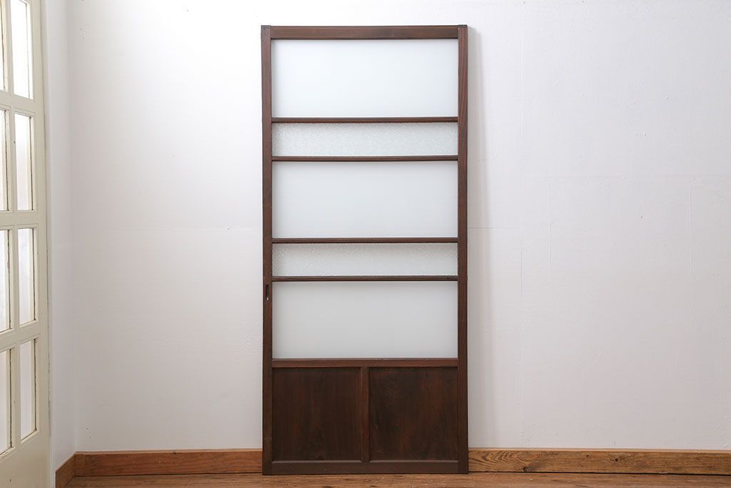 昭和レトロ ダイヤガラスとすりガラスのシンプルなガラス戸　1枚(2)　(引き戸)