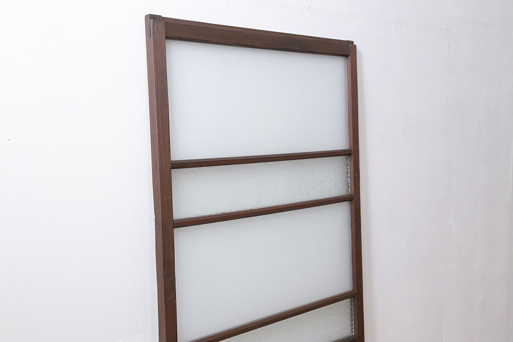 昭和レトロ ダイヤガラスとすりガラスのシンプルなガラス戸　1枚(2)　(引き戸)