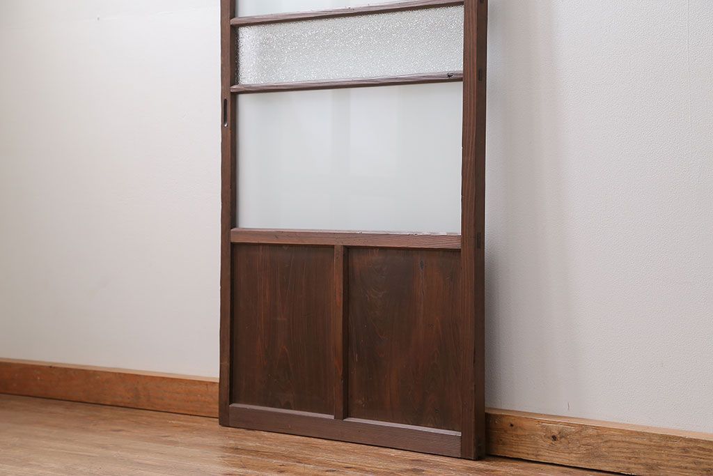 昭和レトロ ダイヤガラスとすりガラスのシンプルなガラス戸　1枚(2)　(引き戸)