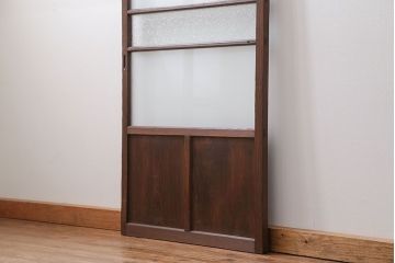 昭和レトロ ダイヤガラスとすりガラスのシンプルなガラス戸　1枚(2)　(引き戸)