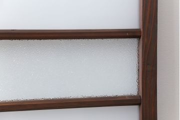 昭和レトロ ダイヤガラスとすりガラスのシンプルなガラス戸　1枚(2)　(引き戸)