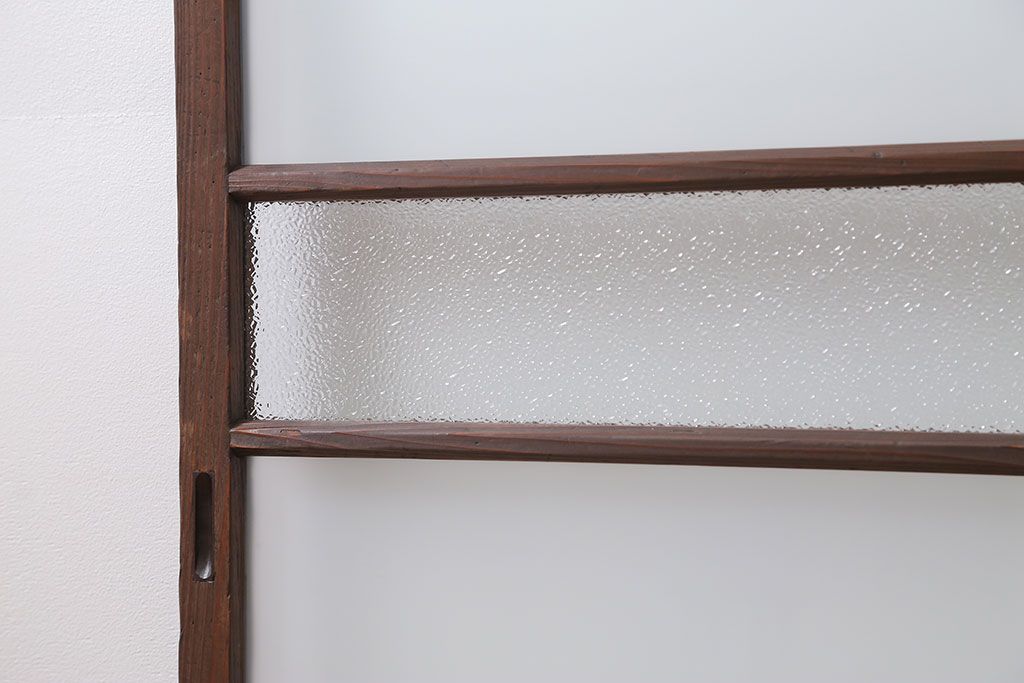 昭和レトロ ダイヤガラスとすりガラスのシンプルなガラス戸　1枚(2)　(引き戸)