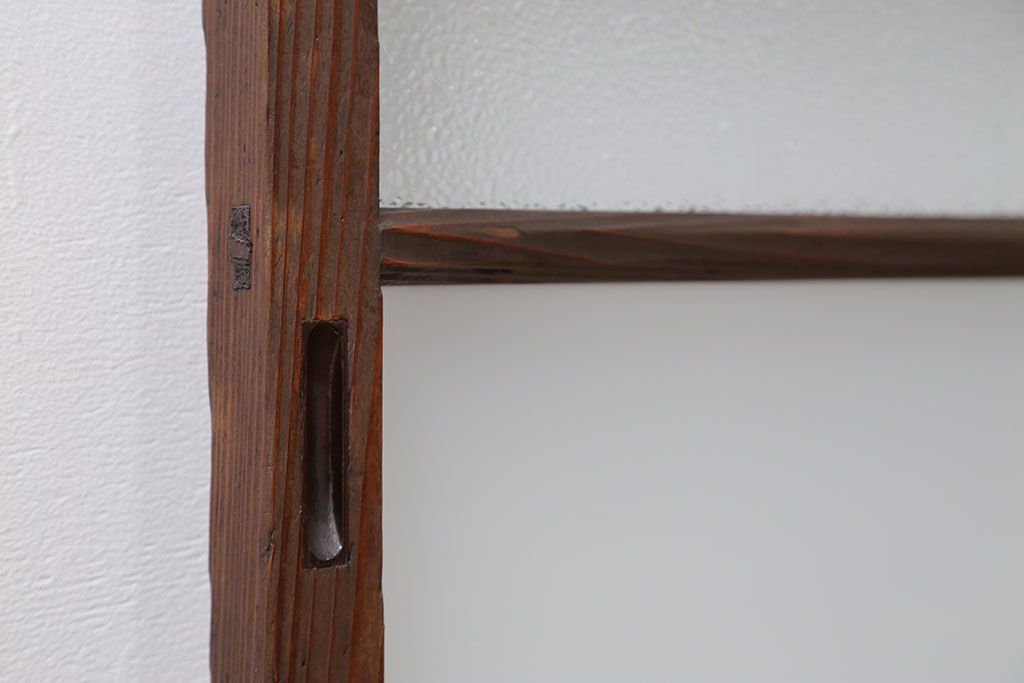 昭和レトロ ダイヤガラスとすりガラスのシンプルなガラス戸　1枚(2)　(引き戸)