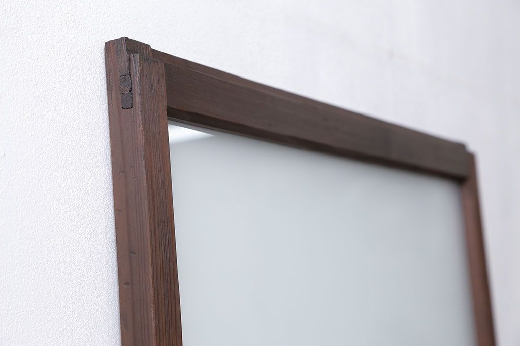 昭和レトロ ダイヤガラスとすりガラスのシンプルなガラス戸　1枚(2)　(引き戸)