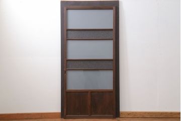 昭和レトロ ダイヤガラスとすりガラスのシンプルなガラス戸　1枚(2)　(引き戸)