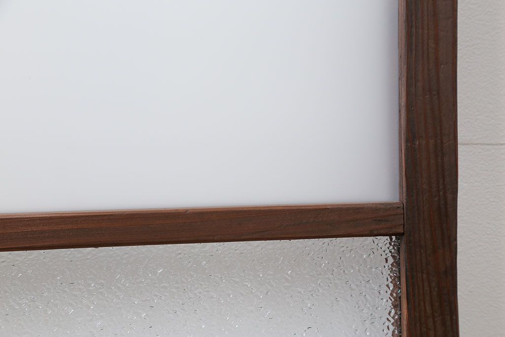 昭和レトロ ダイヤガラスとすりガラスのシンプルなガラス戸　1枚(2)　(引き戸)