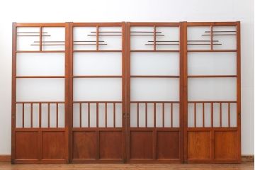 昭和レトロ 珍しいデザイン!和風建具　4枚セット　(ガラス戸、引き戸)