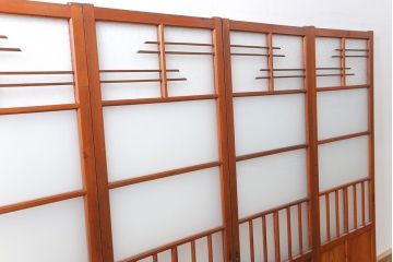 昭和レトロ 珍しいデザイン!和風建具　4枚セット　(ガラス戸、引き戸)