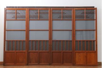 昭和レトロ 珍しいデザイン!和風建具　4枚セット　(ガラス戸、引き戸)