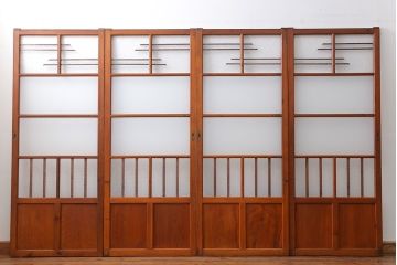昭和レトロ 珍しいデザイン!和風建具　4枚セット　(ガラス戸、引き戸)