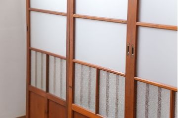 昭和レトロ 珍しいデザイン!和風建具　4枚セット　(ガラス戸、引き戸)