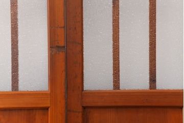 昭和レトロ 珍しいデザイン!和風建具　4枚セット　(ガラス戸、引き戸)