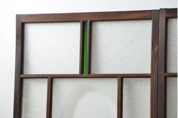 大正ロマン 色ガラス入りのアンティークガラス戸　2枚セット　(建具、引き戸)