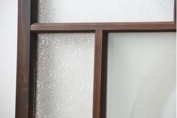 大正ロマン 色ガラス入りのアンティークガラス戸　2枚セット　(建具、引き戸)