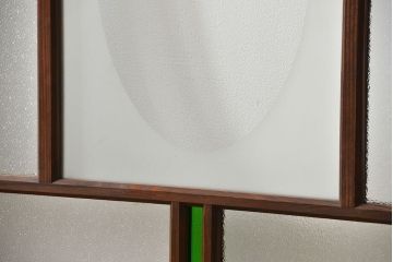 大正ロマン 色ガラス入りのアンティークガラス戸　2枚セット　(建具、引き戸)