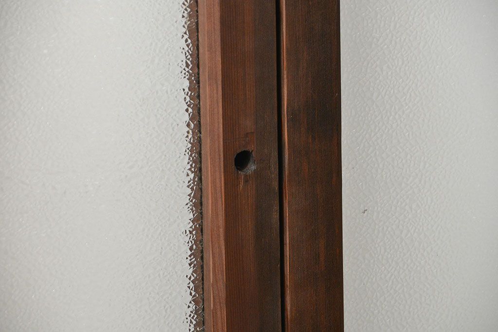 大正ロマン 色ガラス入りのアンティークガラス戸　2枚セット　(建具、引き戸)