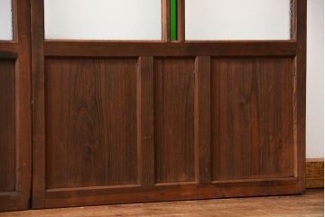 大正ロマン 色ガラス入りのアンティークガラス戸　2枚セット　(建具、引き戸)