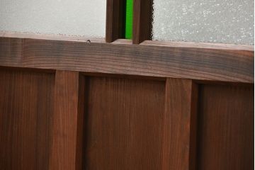 大正ロマン 色ガラス入りのアンティークガラス戸　2枚セット　(建具、引き戸)