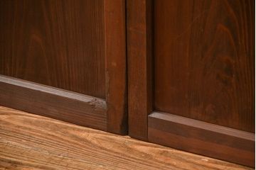 大正ロマン 色ガラス入りのアンティークガラス戸　2枚セット　(建具、引き戸)