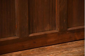 大正ロマン 色ガラス入りのアンティークガラス戸　2枚セット　(建具、引き戸)