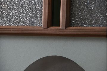 大正ロマン 色ガラス入りのアンティークガラス戸　2枚セット　(建具、引き戸)