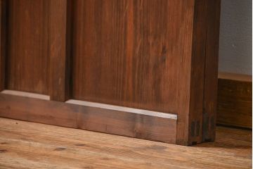 大正ロマン 色ガラス入りのアンティークガラス戸　2枚セット　(建具、引き戸)