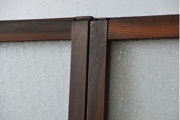 大正ロマン 色ガラス入りのアンティークガラス戸　2枚セット　(建具、引き戸)