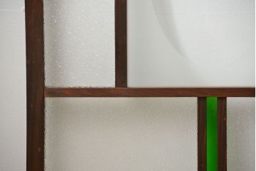 大正ロマン 色ガラス入りのアンティークガラス戸　2枚セット　(建具、引き戸)