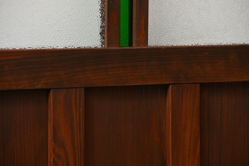 大正ロマン 色ガラス入りのアンティークガラス戸　2枚セット　(建具、引き戸)